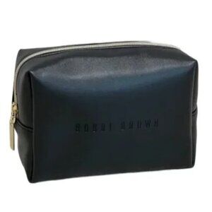 Brand New Bobbi Brown large faux black leather cosmetic bag